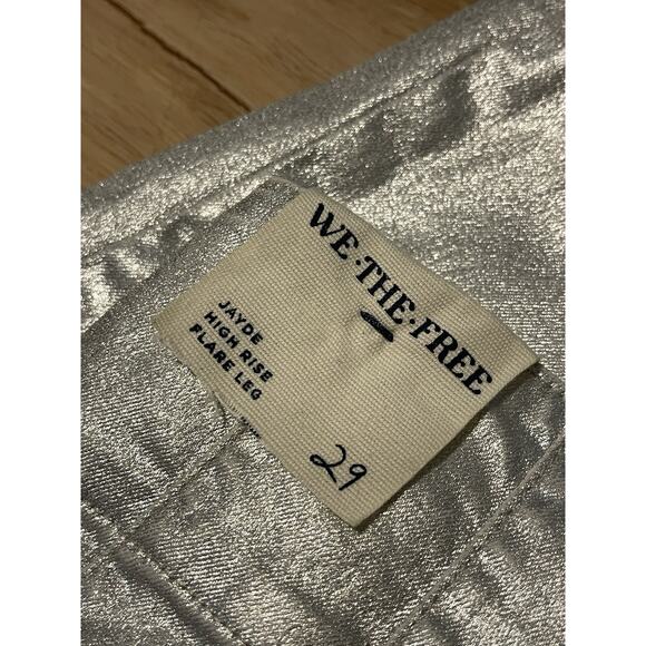 Free People NWT We The Free Jayde Flare Jeans High Rise Metallic Long Legs 29 - Picture 13 of 13